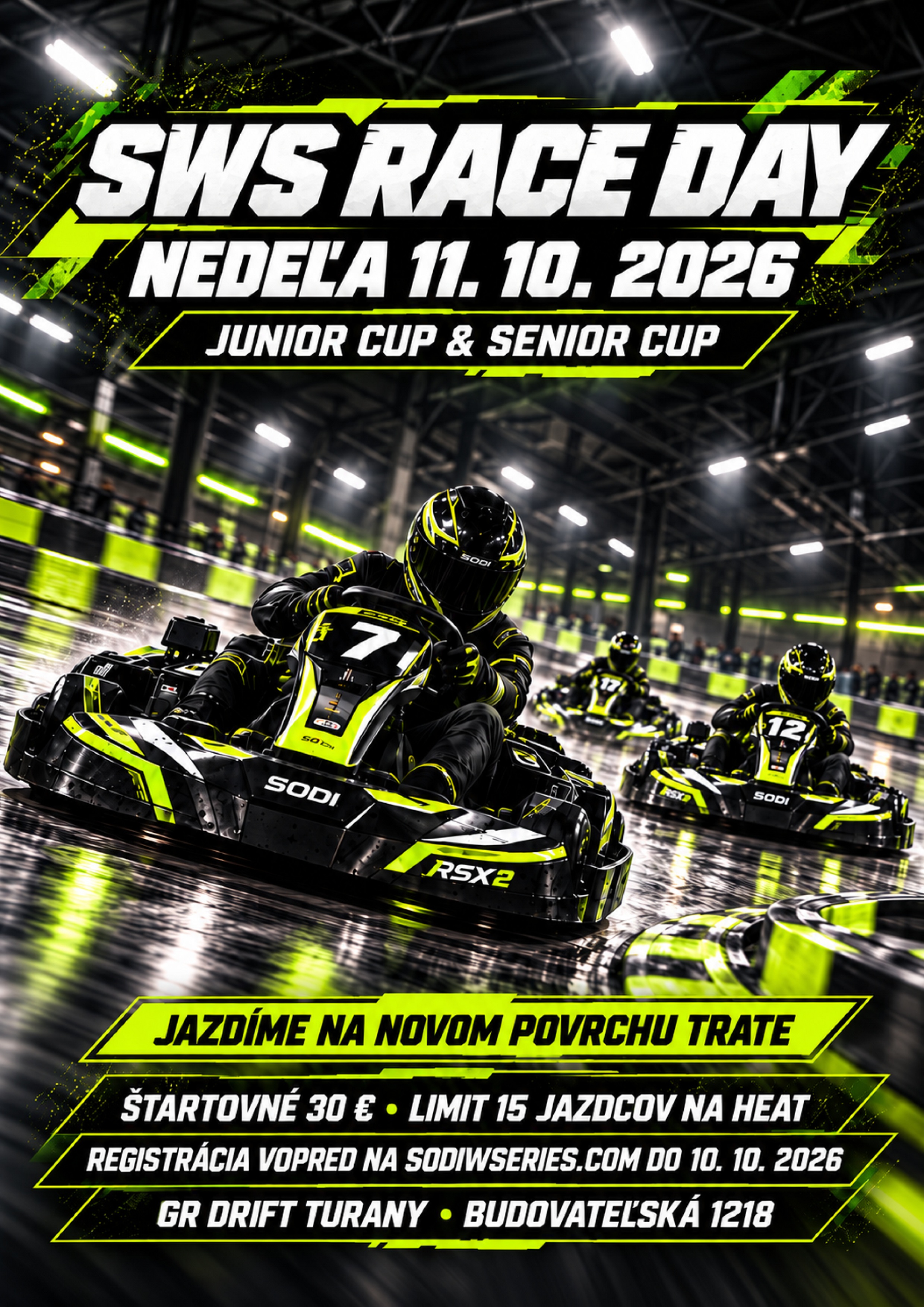 SWS Race Day Turany 11. 10. 2026 – plagát A4 na tlač